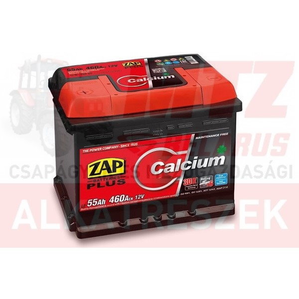Akkumulátor Zap Plus 12 V 55 Ah 460 A jobb +